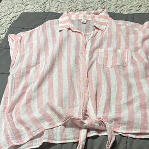 Old Navy Pink and White Striped Shirt